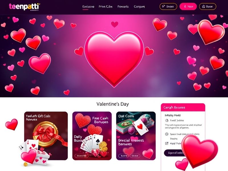 Play heart-themed Teen Patti with friends. Join social tournaments and win romantic rewards!